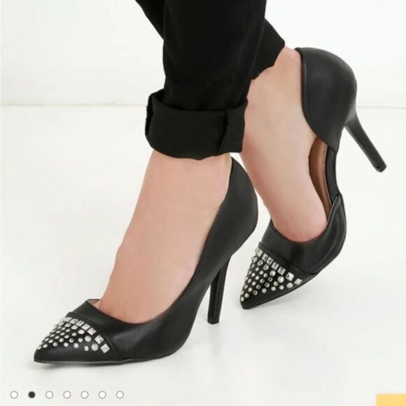 QUPID LEATHER UPPER POINTED TOE SEQUIN BEADED HIGH HEEL D'ORSAY SHOE - Picture 12 of 12